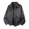 Chaqueta de Piel Sintética Nueva de Gran Tamaño para Primavera y Otoño, Marca de Moda Popular en Tiktok, Abrigo de Cuero para Hombre para Transmisión en Vivo, Transfronterizo