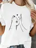 Camiseta con Estampado de Corazón con Forma de Pata de Gato, Cómoda y Linda, Camiseta de Manga Corta, Camiseta para Mujer, Prenda Superior, Camiseta, Estilo Regular Europeo y Americano