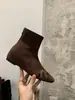 Botas de tornozelo com salto plataforma, em pelúcia color block, bico quadrado, para mulheres, estilo Chanel, estampa de leopardo, zíper traseiro, botas que afinam a silhueta, botas de tornozelo da moda versáteis