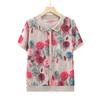 Camiseta de manga corta para mujer de mediana edad y anciana, moda nueva de verano 2024, 50 años 60 madre estampada, abuela estilo extranjero, camisa pequeña