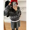 Atmosfera Outono e Inverno Fair Isle Cachecol Vermelho de Natal para Mulheres Xale Quente Suéter Jacquard Retrô
