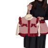 Roupa Infantil Menina Terno de Lã de Natal Inverno Estilo Western Infantil Vermelho Estilo Chanel Colete Jaqueta Shorts Conjunto de Duas Peças