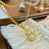 Collar Colgante de Calabaza Dorada Fulu de Gama Alta Diseño de Lujo Accesible Juego de Aretes Incrustados con Diamantes de Moissanita de 2 Quilates para Mujer