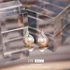Nuevos pendientes de botón de perla llama de sirena con diamantes completos para mujer, estilo de lujo ligero, pendientes de alta calidad, gota de agua, pendientes de moda francesa