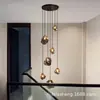 Lámpara de araña para hueco de escalera, nuevo estilo francés crema, lujo ligero, apartamento de alta gama, villa, lámpara de araña larga giratoria