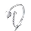 S925 Sterling Silver Micro-incrustado Full Diamond Zircon Ornamentos de Mão Amor Anel em forma de coração Coreano Moda Jóias Criativas Cabelo Feminino