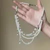 Collar de Perlas Multicapa con Borla Francesa Lujo Ligero Moda de Gama Alta Exquisito Diseño de Cadena para Clavícula Sentido del Diseño Accesorio de Collar de Nicho para Mujeres