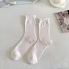 Meias Femininas de Meia-Canela para Primavera e Verão, Estilo Coreano Moderno, Versáteis Meias de Algodão com Bolinhas e Borda Rebatida, Meias Femininas Sem Costura