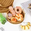 Plato de Fruta de Mimbre Sintético, Cesta de Pan Estilo Japonés Tejida a Mano, Cesta para Pan al Vapor, Cesta de Almacenamiento para el Hogar en la Sala de Estar, Bandeja de Mimbre con Doble Asa