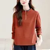 Sudadera de algodón Mamba 2026 otoño e invierno nueva moda elegante casual que rejuvenece cuello alto media cremallera para madres de mediana edad