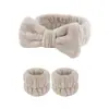 Conjunto de Faixa de Cabelo e Pulseiras para Lavar o Rosto com Face de Urso Transfronteiriça Faixa de Cabelo de Pelúcia Acessórios de Cabelo Femininos Venda Direta da Fábrica
