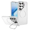 Funda para teléfono Samsung, magnética transparente mate, adecuada para S26, con soporte, cubierta protectora de teléfono estilo ins simple
