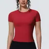 Camiseta Deportiva Transpirable de Manga Corta para Mujer, para Yoga, Running, Entrenamiento, Fitness, Adelgazante de Cintura Desnuda, Transfronteriza