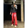 Comercio exterior transfronterizo ZCO estilo americano azul bordado estampado acampanados adelgazantes y que alargan la figura versátiles pantalones largos para hombres y mujeres casuales pantalones de chándal
