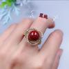 Anillo de cinabrio de mineral crudo para mujer, anillo abierto con incrustaciones de cobre y plata s925, anillo de arena de oro púrpura, joyería de moda para el año de nacimiento.