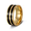 Anillo para Hombre de Acero de Titanio Chapado en Oro de 8 mm, Joyería Nueva Europea y Americana de Amazon, Anillo con Gota de Aceite, Talla Estándar Americana