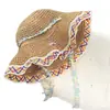 Sombrero de Protección Solar para Vacaciones en la Playa con Flores, Nuevo Sombrero de Sol de Verano Tejido Hueco Lindo con Ala Ancha, Sombrero de Pescador