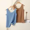 Colete Térmico Sem Marcas Feminino Forrado com Fleece Espesso Top com Alça Interna Base Outono e Inverno