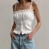 Camisola Blanca Sexy con Volantes Europea y Americana para Mujer Verano Temperamento Transfronterizo Envolvente Pecho Cintura Top Venta al por Mayor Ropa de Mujer