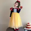 Vestido Blancanieves para Niña 2026 Otoño/Invierno Nuevo Dulce Vestido de Cumpleaños Infantil Terciopelo Lolita Vestido de Princesa