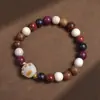 Pulseira de Vidro com Cinzas de Incenso de Templo para Homens e Mulheres Usarem Amuleto de Nascimento da Besta Devoradora de Ouro Cloisonné Contas de Buda Atraindo Riqueza