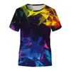Comércio Exterior Transfronteiriço Verão Masculino Nova Camiseta Cor Sólida Impressão Digital 3D Casual Esportiva Gola Redonda Manga Curta Camiseta