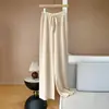 Pantalones de Pierna Ancha de Cintura Alta de Lana Virgen Australiana Estilo Otoño e Invierno para Mujer, Pantalones Rectos Suaves Casuales Nube