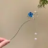 Grampo de cabelo de flor de magnólia, grampo de cabelo de estilo antigo, acessório de cabelo Hanfu, acessório de cabelo de cheongsam para mulheres, grampo de metal com pérola e franja, grampo de cabelo de jade