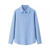 Camisa de Manga Longa Estilo Europeu e Americano Feminina Cor Sólida Verde Primavera Azul Roxo Azul Claro Poliéster Outro Colarinho de Camisa Cardigan