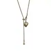 Collar con Colgante Minimalista de Corazón Plateado para Mujer, Accesorios de Diseño Coreano de Nicho para Otoño e Invierno, Cadena Larga Deslizante para Suéter
