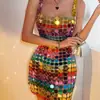 AYJ Novo Modelo Transfronteiriço Amazon Espelho Acrílico Colorido Artesanal Vestido Sexy Sem Costas Y214