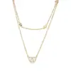 Cadena Clavicular Elegante para Mujer con Baño de Oro Real y Circonita Microincrustada, Collar de Corazón de Doble Capa con Diseño de Nicho, Cadena para el Cuello Estilo Europeo y Americano
