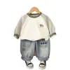 Conjunto Casual de Dos Piezas para Niños 2025 Nuevo Elefante de Dibujos Animados Cuello Redondo Manga Larga Sudadera Elegante de Otoño para Bebé Tendencia