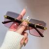 Moda Gafas de Sol para Mujer sin Marco de Borde Cortado, Estilo Europeo y Americano Personalizado, Gafas de Sol Cuadradas sin Marco de Moda para Hombre