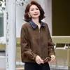 Chaqueta corta de gamuza retro con solapa para mamá, nuevo estilo otoño 2026, chaqueta popular de este año, top para mujer, talla grande