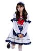 Vestido azul marino pequeño japonés Lolita Maid JK con lazo plisado y bonito vestido Lolita