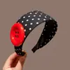Diadema vintage de lunares plisada de ala ancha para mujer, casual y única, con un toque de alta gama, diadema versátil que hace que la cabeza se vea más alta y el rostro parezca más pequeño