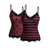 Camisola com acabamento em renda, regata feminina de verão slim fit com estampa de padrão doce e cool, adequada tanto para usar por baixo quanto por cima, estilo sexy europeu e americano