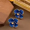 Brincos Stud Elegantes e Requintados em Esmalte Gotejado Florais Tridimensionais, Estilo Francês, com Sensação de Luxo Leve e Alta Qualidade