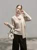 Nuevo Top de Punto Ajustado con Cuello de Encaje Francés Perezoso y Bufanda Ligera de Gasa Fluida para Mujer