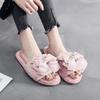 Sapatos de Algodão Quentes e Grossos com Solado Grosso Estilo Coreano Fofo de Pelúcia Chinelos de Algodão com Laço Outono e Inverno Sapatos Lua Chinelos Roupa Feminina