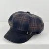 Nuevo gorro octogonal de cuadros para otoño e invierno para mujer, boina de gran circunferencia para la cabeza, hace que la cara se vea más pequeña, gorro versátil para la cabeza, gorro de artista para mujer