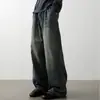 Jeans Lavados y Desgastados Estilo Retro Americano para Hombre Diseño de Nicho Pareja Sueltos Versátiles Rectos Casuales Pantalones de Pierna Ancha