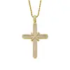 Estilo Hip-Hop Europeo y Americano Colgante de Cruz de Circonita Marca de Moda para Hombre Cadena Trenzada Versátil de Moda Collar para Pareja Full Diamond