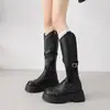 Botas largas retro con remaches para mujer, nueva colección Otoño/Verano 2026, Botas altas estilo Western, Botas versátiles para exteriores y equitación