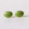 Cerámica Jingdezhen Pendientes Pequeños Ovalados Color Caramelo Pendientes Pequeños Frescos para Mujeres Adultas Aguja de Acero para Agujero de Oreja