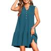 Vestido Casual de Verano y Primavera 2025, Cuello en V, Botones, Sin Mangas, Minifalda, Estilo Chaleco, Elegante y Delgado
