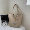Bolsa de lona de grande capacidade para mulheres, nova bolsa tote de ombro estilo coreano ins 2025, bolsa para estudantes para aula e trabalho