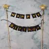 Nova decoração de aniversário feliz criativa plug-in cena feliz bandeira de bolo estrela de cinco pontas flash ouro bandeira de banner HB