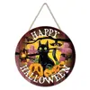 Decoração de Casa Popular Transfronteiriça Placa de Porta de Madeira para Halloween Sinal Redondo com Atmosfera de Halloween Placa Decorativa Criativa